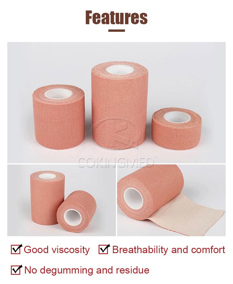 Venda elástica adhesiva de tela de perforación (extensión única con pegamento)